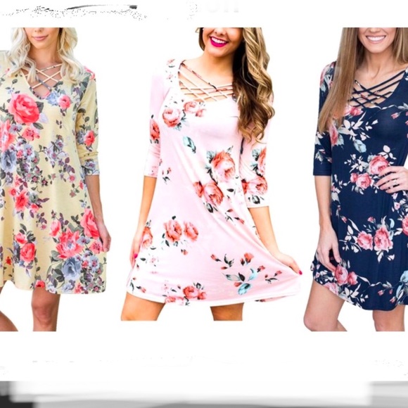 Dresses & Skirts - Sold out / Floral Print Criss Cross Casual Dress
